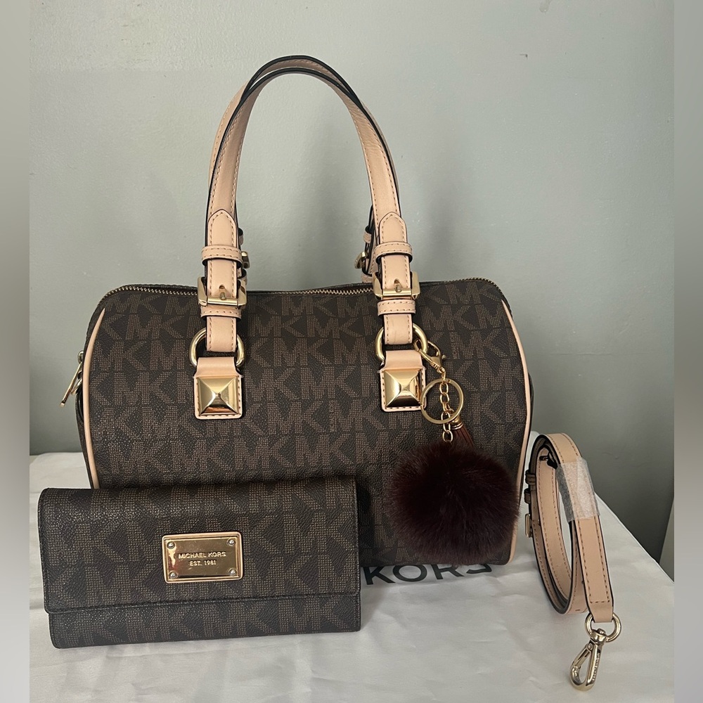 Michael Kors medium Grayson Satchel with oversized matching wallet